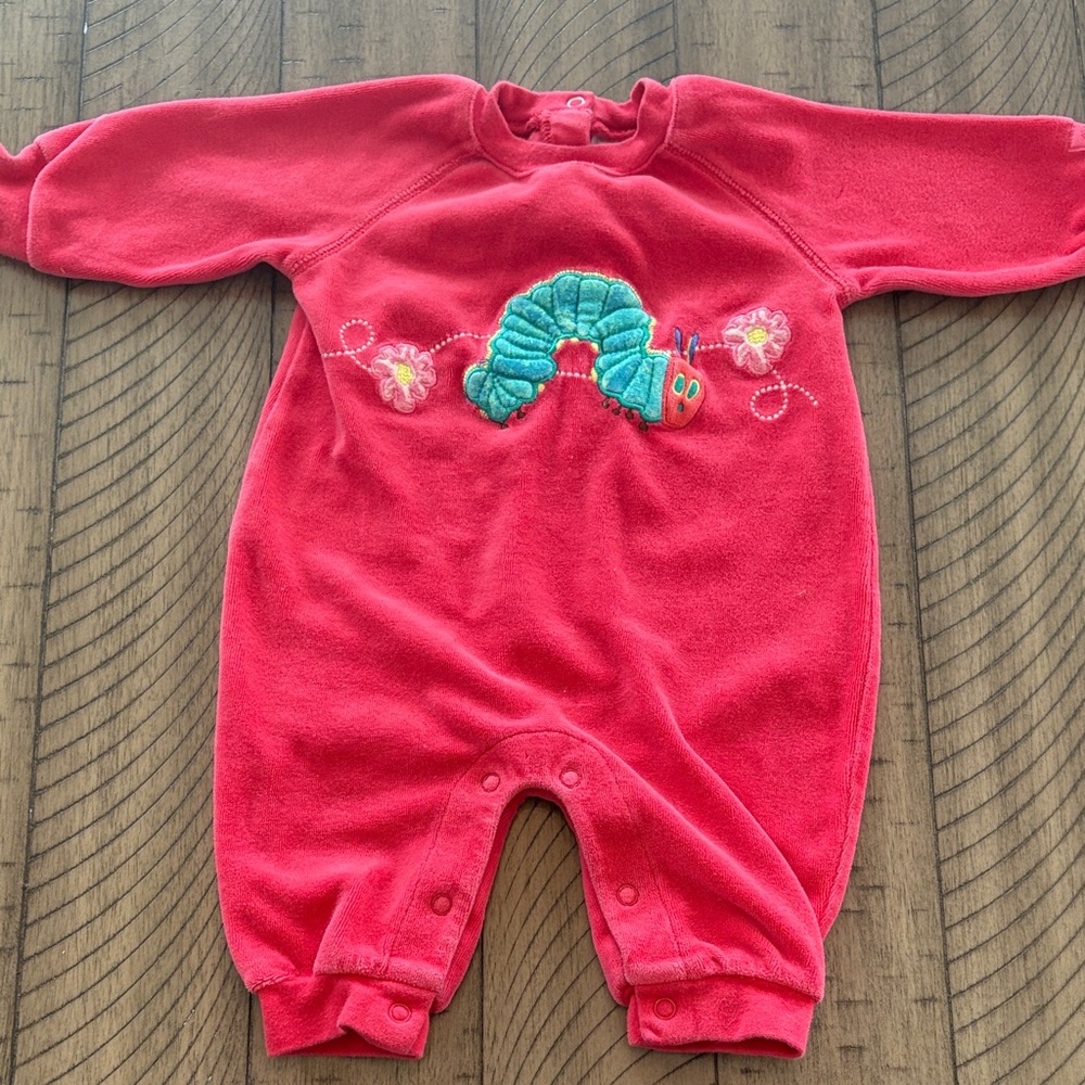 Carter's Red Footie with Green Caterpillar